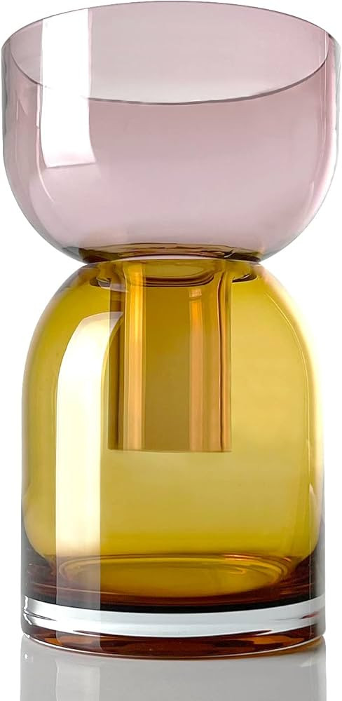 Cloudnola Large Reversible Glass Flower Vase and Bud Vase, Yellow and Pink, 9.5" Height x 5.6" Di... | Amazon (US)