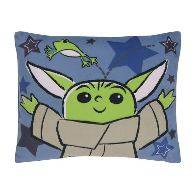 NoJo Star Wars The Child Cutest in the Galaxy Blue, Green and Gray, Grogu, Sorgan Frog and Stars Super Soft Toddler Pillow | Target