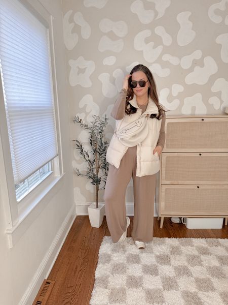 Wearing a large in the top and pant, an XL in the vest. 

Use code CYBERAF for 15% off the loungewear set!!

#LTKCyberWeek #LTKmidsize #LTKsalealert