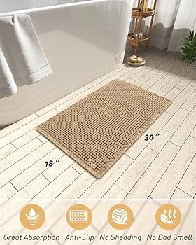AMOAMI Upgraded Waffle Bath Mat, Super Absorbent Non Slip Bath Mats for Bathroom Floor, Machine W... | Amazon (US)