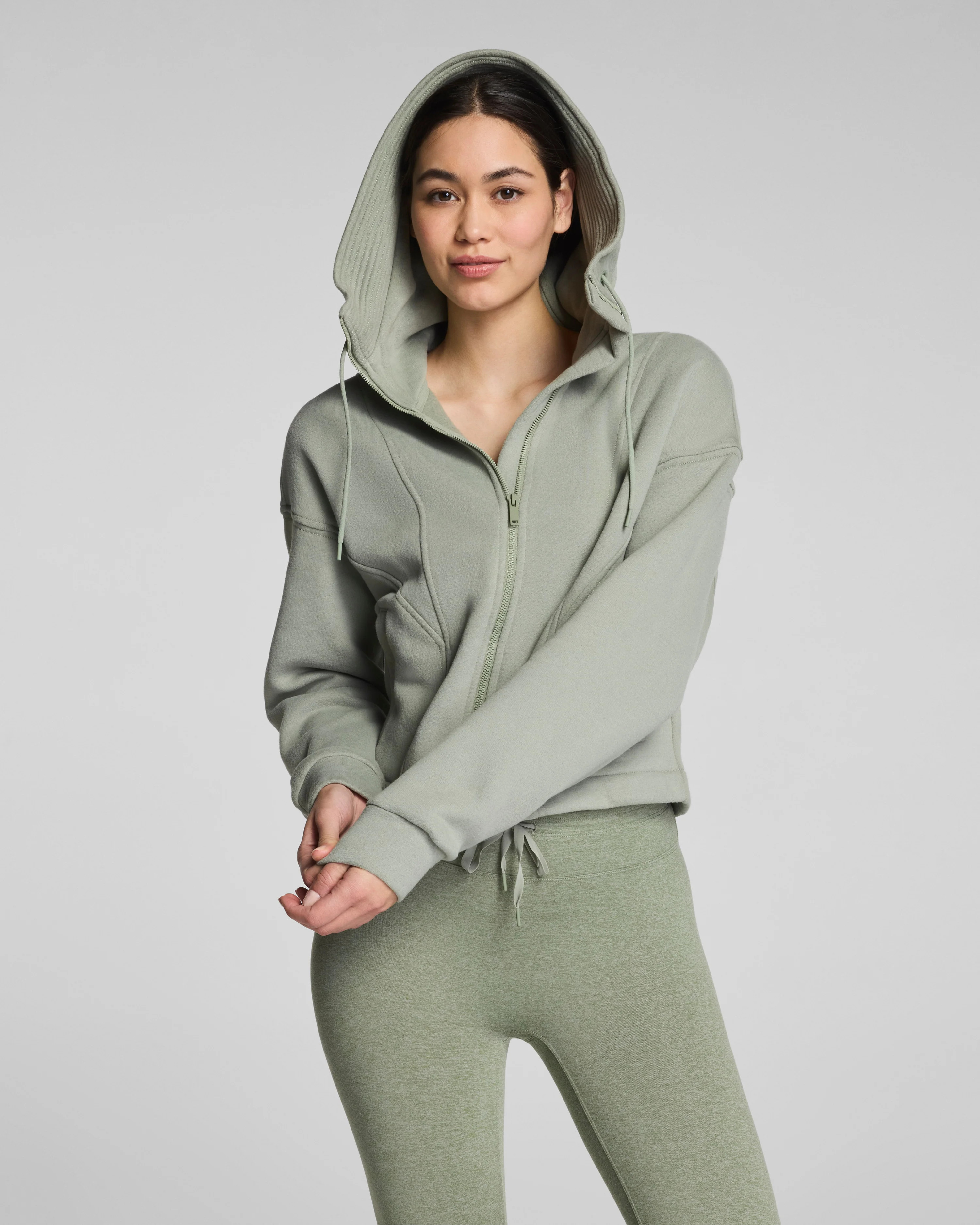 Cotton Fleece Full Zip Hoodie | Spanx