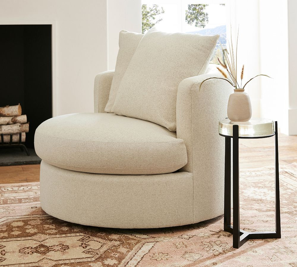 Balboa Upholstered Swivel Armchair | Pottery Barn (US)