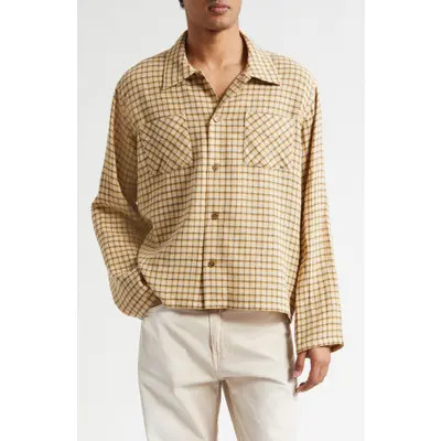 STOCKHOLM SURFBOARD CLUB Club Check Cotton Blend Overshirt in Yellow Check at Nordstrom, Size Medium | Nordstrom