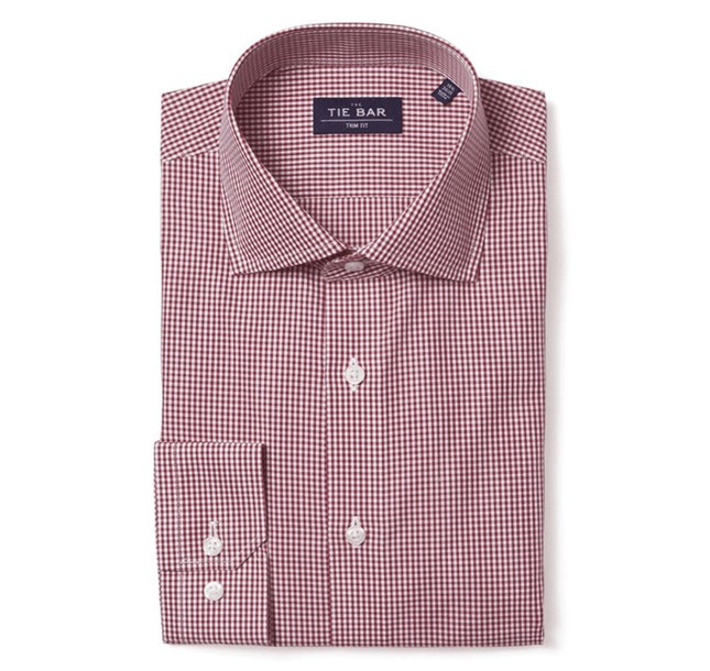 Petite Gingham Burgundy Non-Iron Dress Shirt | The Tie Bar