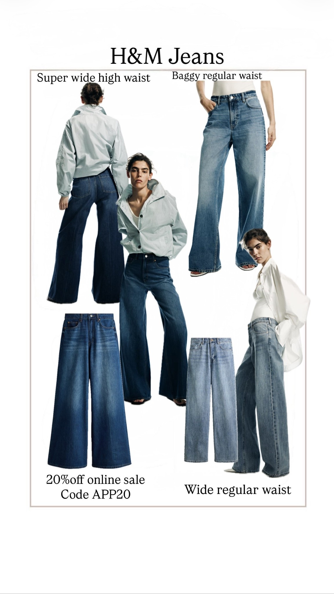 Best H&M jeans right now 👖
Sharing my favorite wide leg and baggy denim styles ,all easy everyday jeans and 20% off online with code APP20.
Shop here 


H&M denim, wide leg jeans, baggy jeans, casual denim, spring jeans, H&M sale


#LTKSaleAlert #LTKSeasonal #LTKU