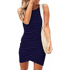BTFBM Women Summer Dresses 2026 Sleeveless Tank Ruched Bodycon Sundresses for Women Party Beach M... | Amazon (US)