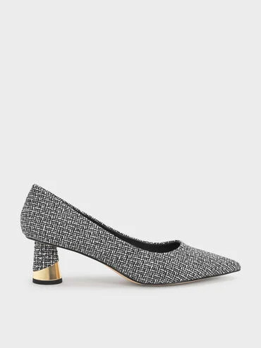 Multicoloured Cammie Tweed Metallic-Heel Pumps | CHARLES & KEITH | Charles & Keith US
