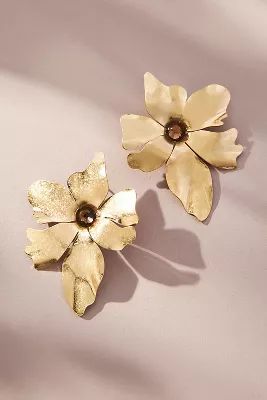 Large Metal Floral Post Earrings | Anthropologie (US)