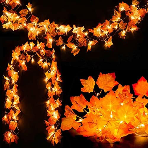 Amazon.com: [2Pack] Fall Decor for Home Thanksgiving Decorations Lighted Fall Garland, Total 16.4... | Amazon (US)