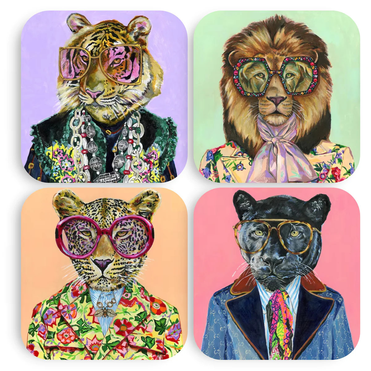 Big Cats | Set of 4 Coasters | Tart By Taylor