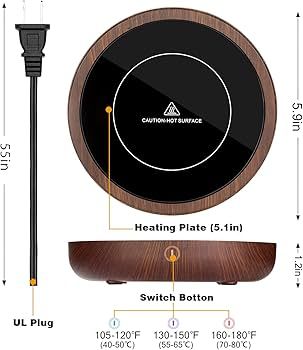 Mug Warmer, KRGMNHR Coffee Warmer for Desk Auto Shut Off, 3-Temperature Settings, Wax Melt Warmer... | Amazon (US)