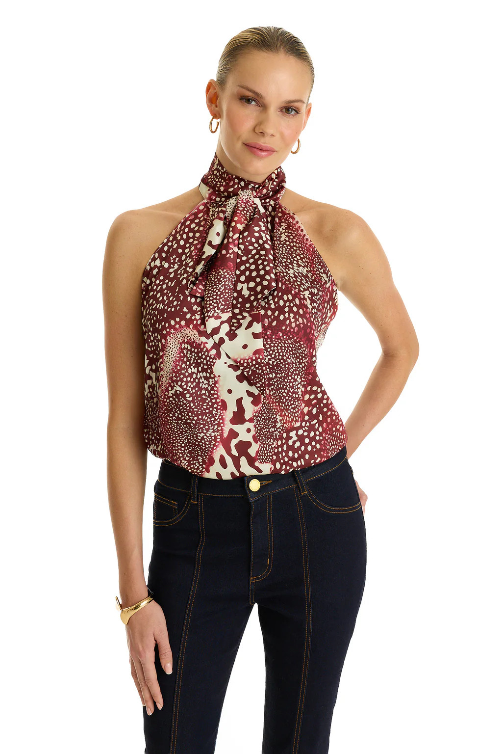 Rina Tie Neck Blouse - Garnet Crush | The Noli Shop