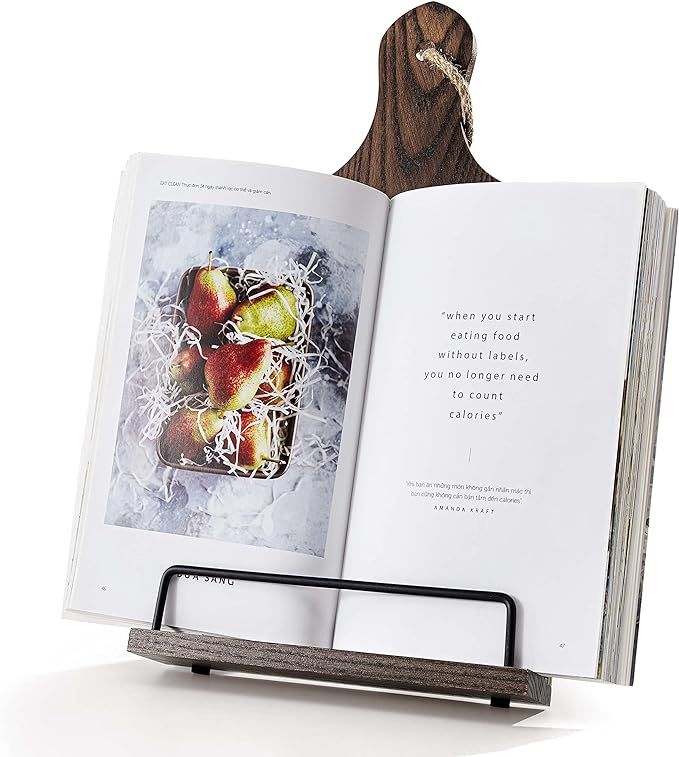 Cookbook Stand, Rustic Wood Cookbook Holder Cutting Board Style, Adjustable Recipe Ipad Tablet Bo... | Amazon (US)