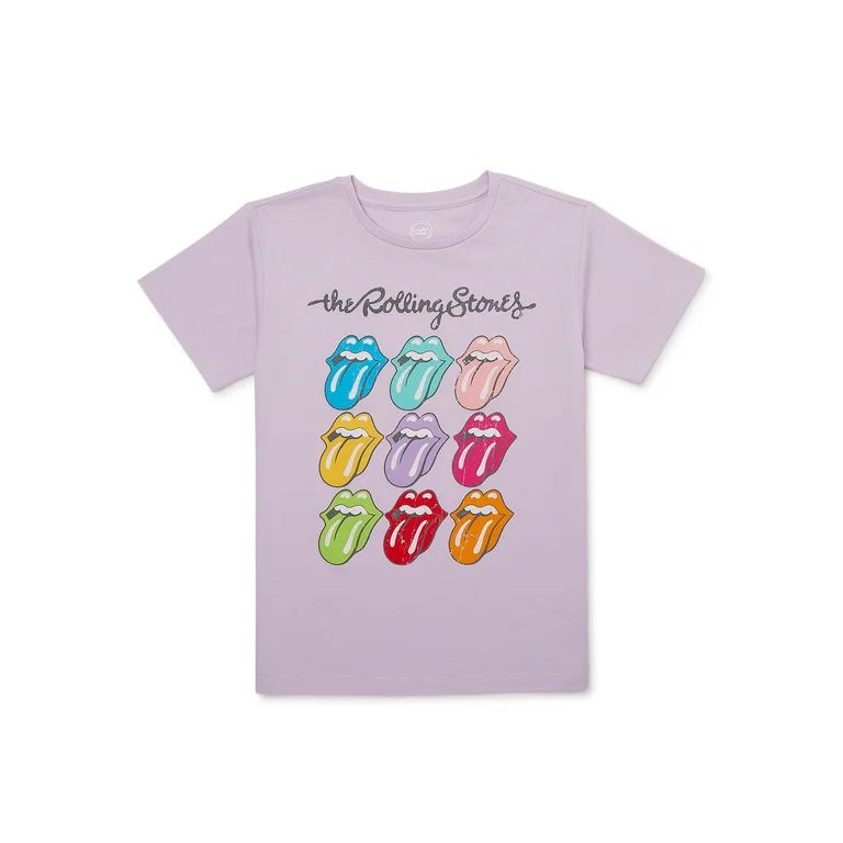 Wonder Nation Girls Rolling Stones Short Sleeve Graphic T-Shirt, Sizes 4-18 | Walmart (US)