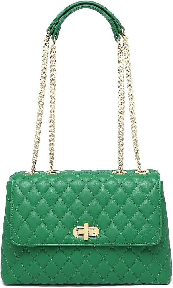 ER.Roulour Quilted Crossbody Bags for Women, Trendy Roomy Shoulder Handbags with Flap Gold Hardwa... | Amazon (US)