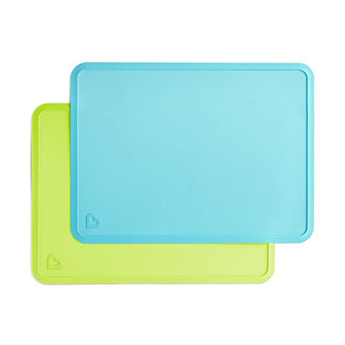 Munchkin Silicone Placemats for Kids, 2 Pack, Blue/Green | Amazon (US)