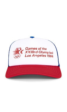 Olympics Heritage Los Angeles 84 Games Foam Trucker Hat in White & Blue from Revolve.com | Revolve Clothing (Global)