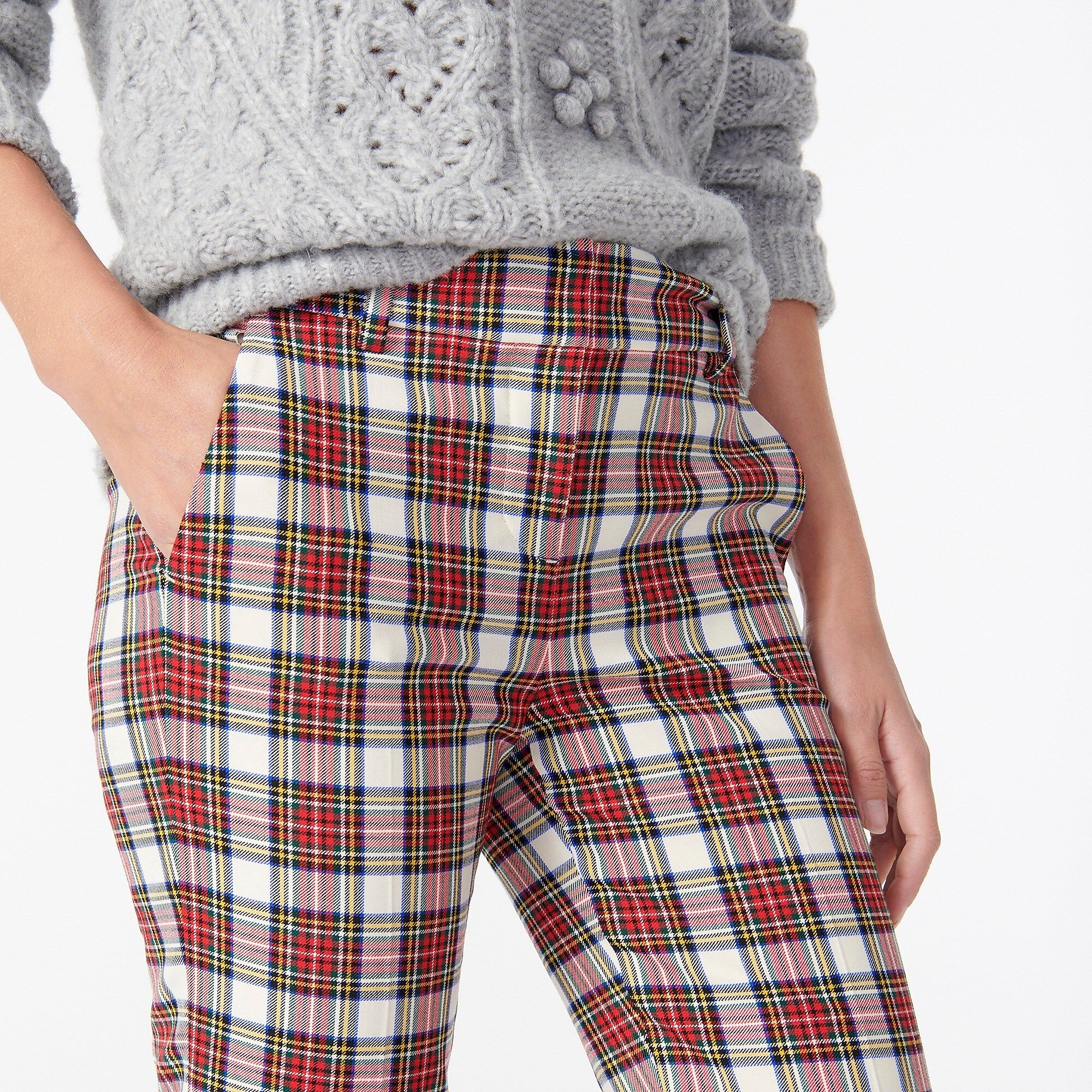 Cameron slim crop pant in snowy Stewart tartan bi-stretch wool | J.Crew US