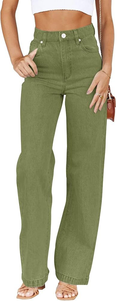 Cicy Bell Women's High Waisted Jeans Boyfriend Baggy Straight Leg Casual Denim Pants with Pockets | Amazon (US)