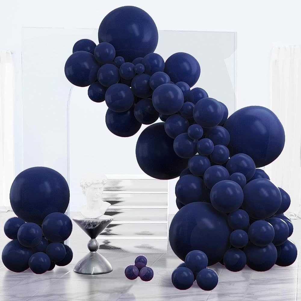 PartyWoo Pearl Navy Blue Balloons, 152 pcs Navy Balloons Different Sizes Pack of 18 Inch 12 Inch ... | Amazon (US)