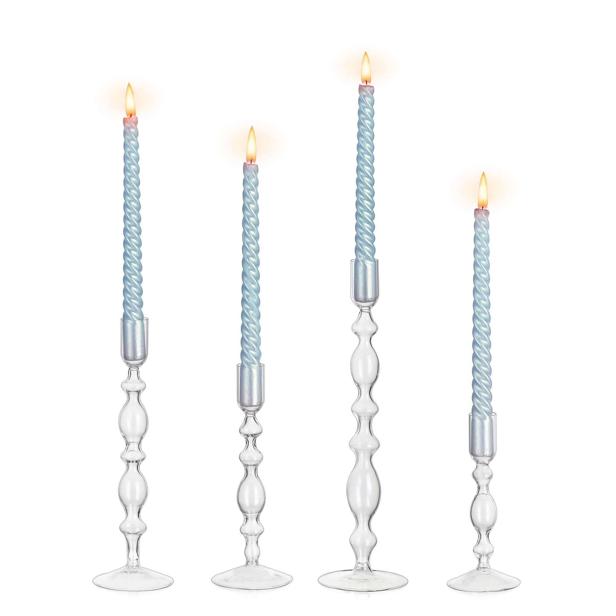 Glasseam Glass Candle Holders for Candlesticks: 4 Pcs Clear Taper Candle Holders Modern Tall Cand... | Amazon (US)