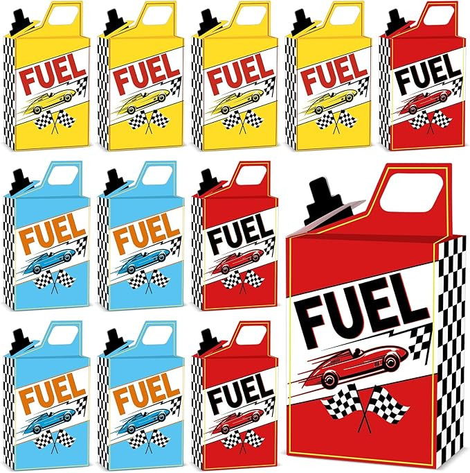 24PCS Race Car Fuel Can Treat Boxes Racing Birthday Party Supplies Black And White Checkered Flag... | Amazon (US)