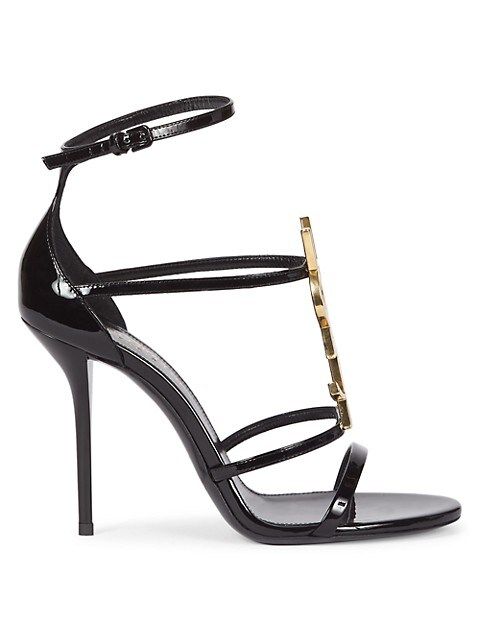 Saint Laurent Cassandra 100 Patent Leather Ankle-Strap Sandals | Saks Fifth Avenue