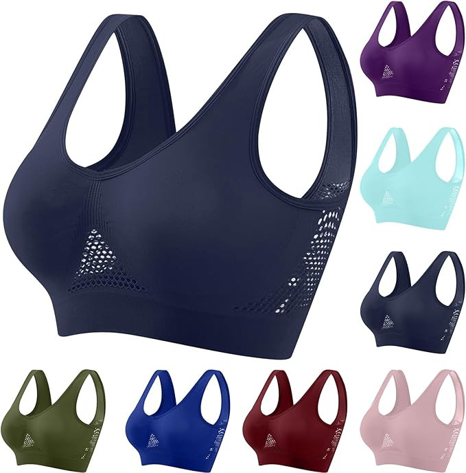 Breathable Anti-Sagging Sports Bra for Women Plus Size Wireless Bras with Cooling Lift-Up Air Tec... | Amazon (US)