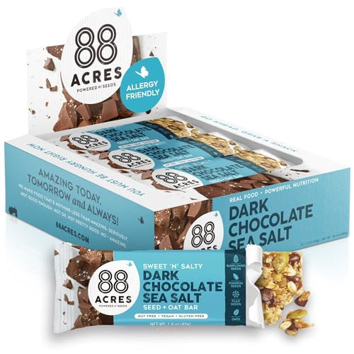88 Acres Granola Bars | Dark Chocolate Sea Salt | Gluten Free, Nut-Free Oat and Seed Snack Bar | Vegan & Non GMO | 12 Pack | Amazon (US)