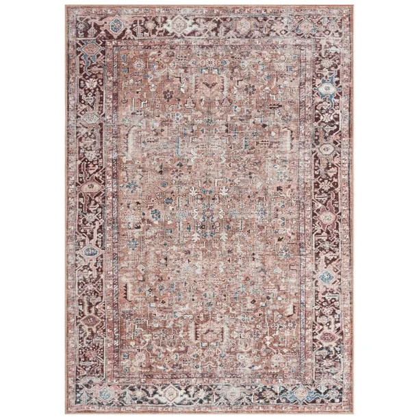 Everwash Callaghan Edith Distressed Vintage Machine Washable Area Rug 6'6"x9'2", Rust - Walmart.c... | Walmart (US)