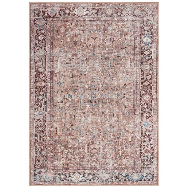 Everwash Callaghan Edith Distressed Vintage Machine Washable Area Rug 6'6"x9'2", Rust - Walmart.c... | Walmart (US)