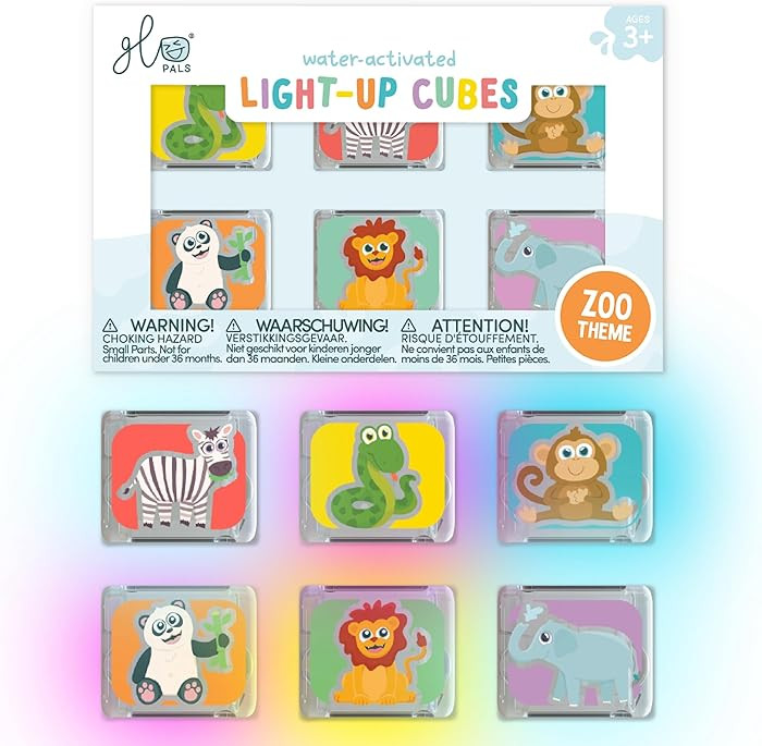 Glo Pals Water-Activated Light-Up Cubes for Bathtime and Sensory Play - Includes 6 Reusable Light... | Amazon (US)
