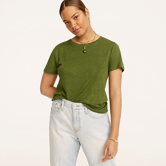 Relaxed linen crewneck T-shirt | J. Crew US