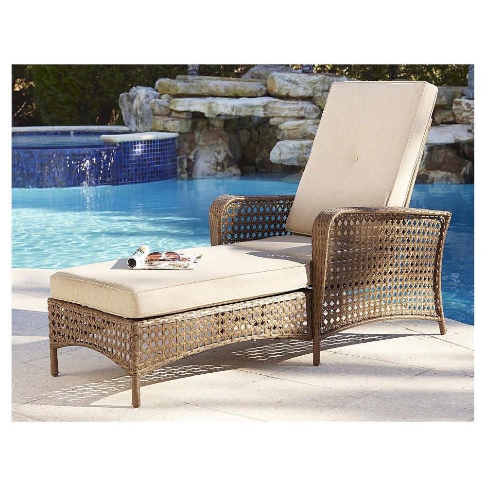 Lakewood Ranch Steel Woven Wicker Outdoor Adjustable Chaise Lounge Chair with Cushions - Brown - Cosco | Target