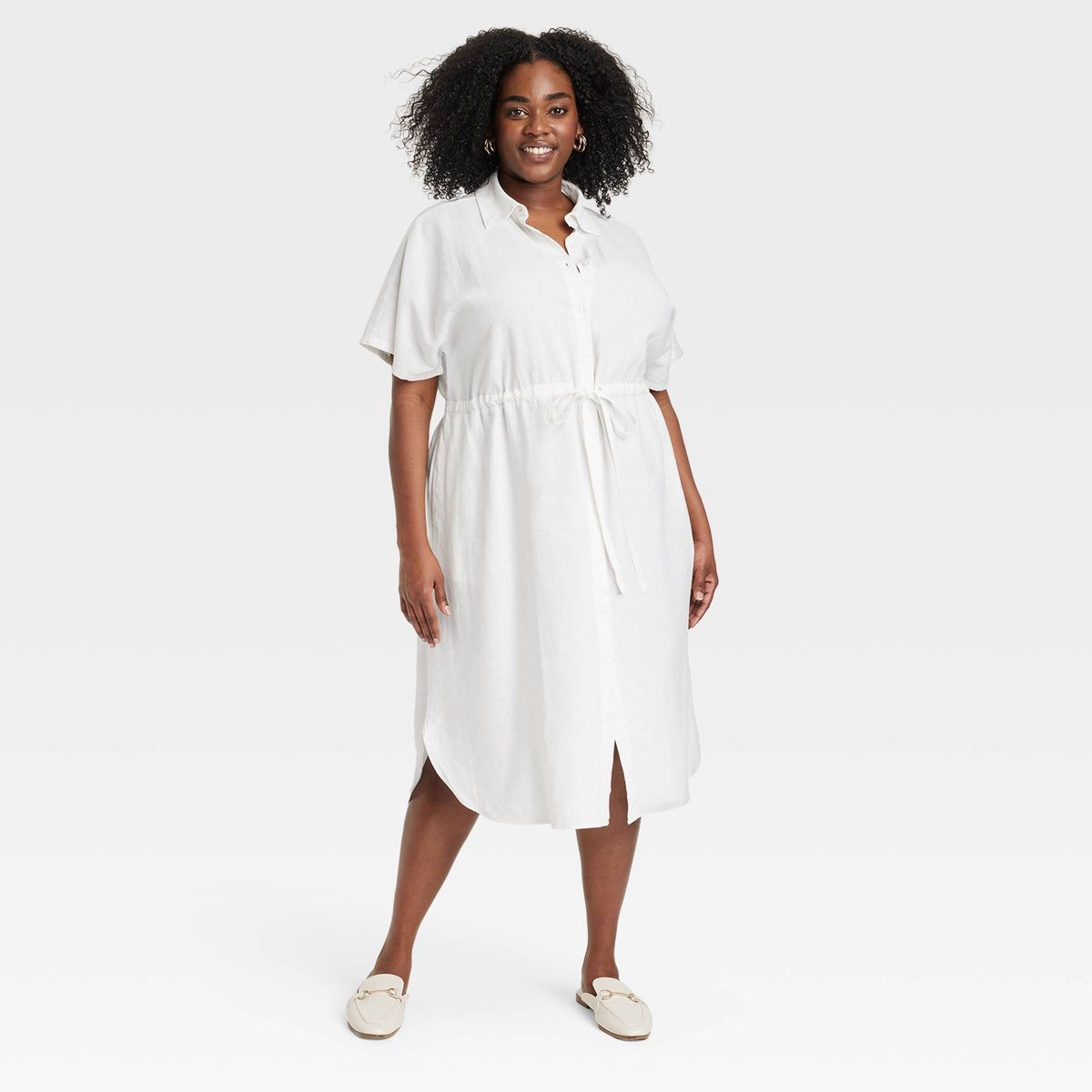 Women's Short Sleeve Linen Midi Shirtdress - A New Day™ | Target