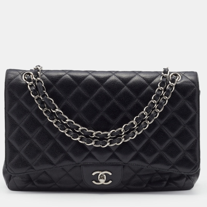 Chanel Quilted Caviar Leather Jumbo Classic Single Flap Bag | Shop Simon