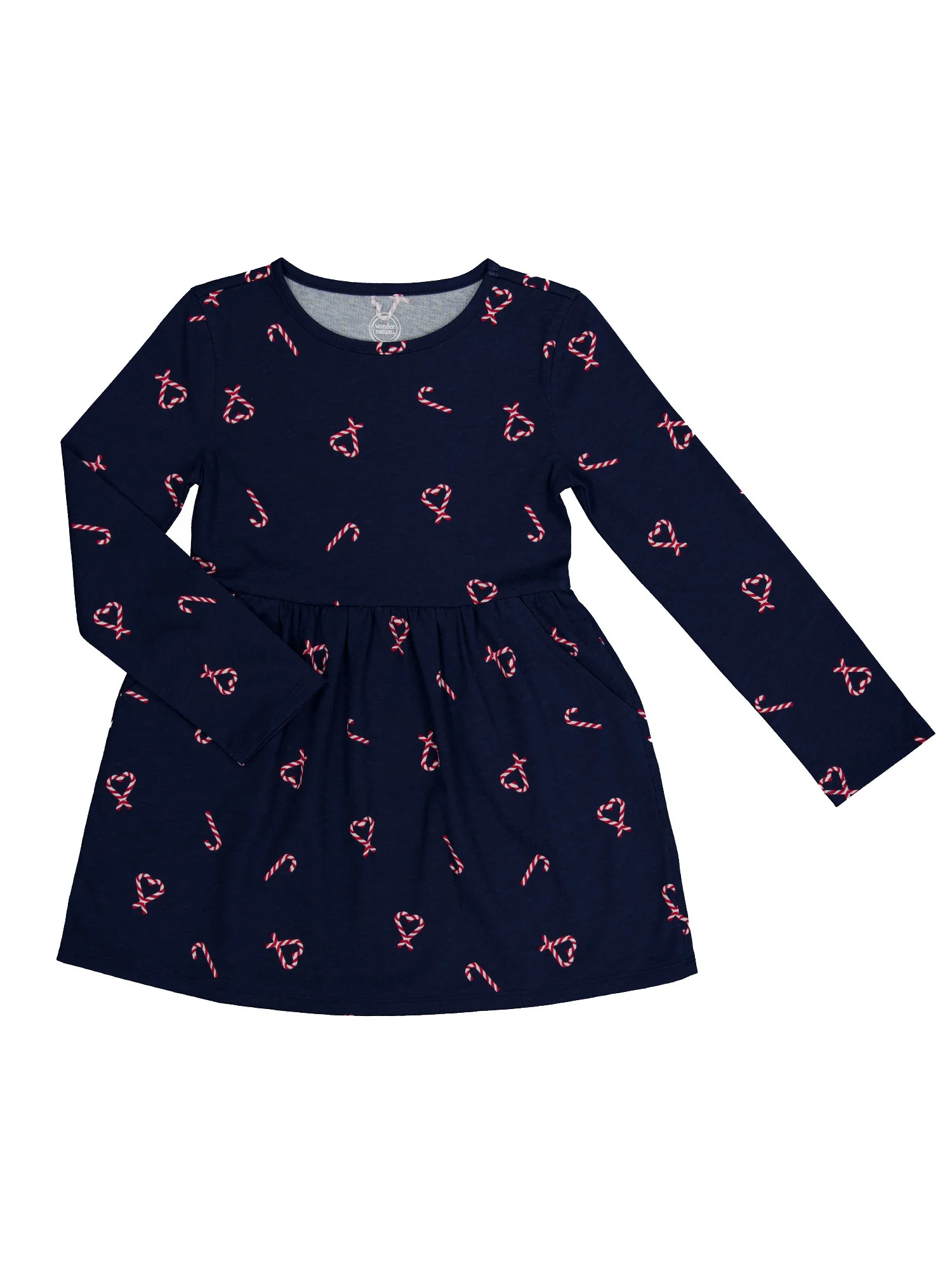 Wonder Nation Girls Long Sleeve Play Dress, Sizes 4-18 & Plus | Walmart (US)
