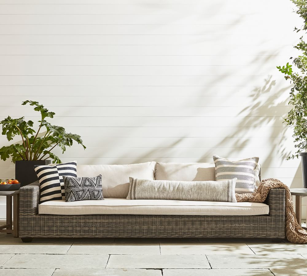 Torrey Wicker Square Arm Grand Outdoor Sofa | Pottery Barn (US)