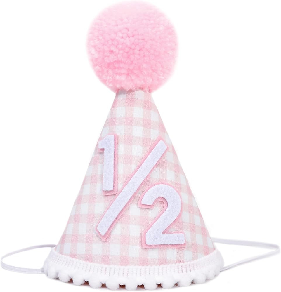 1/2 Birthday Hat for girls - Pink Half Birthday Crown, 1/2 Bday Party Decoration, Pink Gingham St... | Amazon (US)