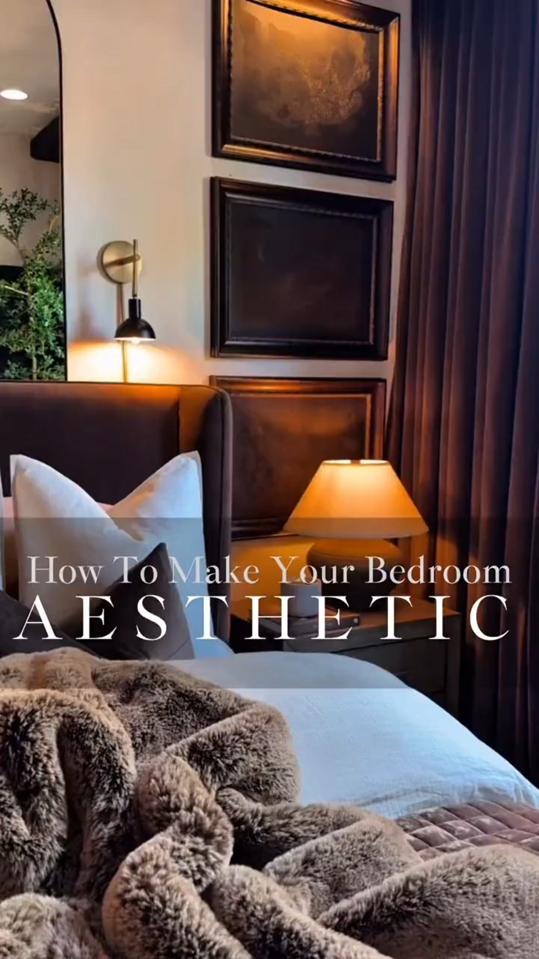 Here are a few ways you can make your bedroom feel and look more aesthetic.🥰

Use Neutral Linen Bedding
Use Oversized Throw Pillows
Layer & Use A Throw Blanket
Add Ambiance Through Light 
Sleek Nightstands
Beautiful Textured Rug
Arched or Fluted Mirrors
Minimal Wall Art
Velvet or Linen Curtains
Oversized Chandelier
Dimmable Lighting 
Natural or Real Tree 

Curtain details:
Color: Java
Length/width: 100” x 120” long

#aestheticbedroom #amazonfinds #amaonhome #beddingideas #luxbedroom #bedroomdecor #moodybedroom
#fancybedroom #luxurybedroom

#LTKHome
