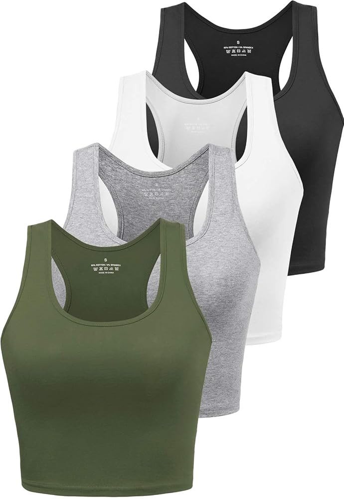 Cotton Workout Crop Tank Top for Women Racerback Yoga Tank Tops Athletic Sports Shirts Exercise U... | Amazon (US)
