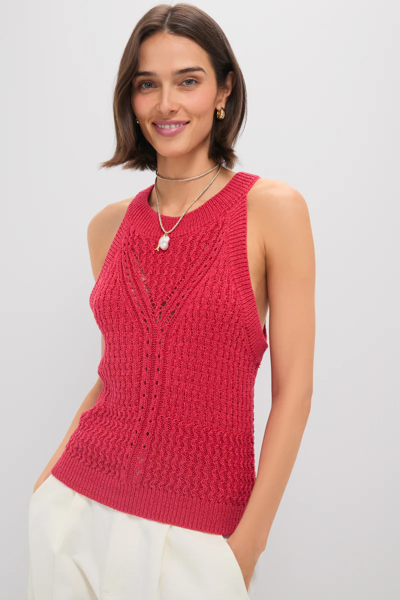 Red Jhayna Knit Crochet Halter Top | Tuckernuck (US)