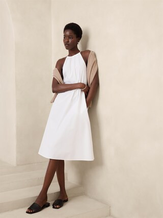 Poplin Halter Midi Dress | Banana Republic Factory