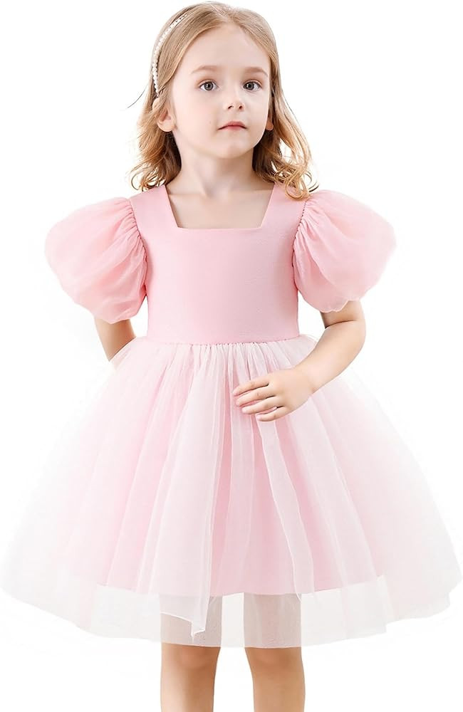 Tutu.kk Toddler Girls Casual Dress Puff Sleeve A-Line Swing Flared Party Birthday Formal Dresses ... | Amazon (US)