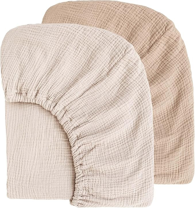 Muslin Crib Sheets for Baby Girls and Boys, Neutral Fitted Baby Bed Sheets for Standard Crib & To... | Amazon (US)