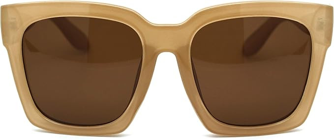 Womens Boyfriend Style XXL Oversize Horned Rim Thick Plastic Sunglasses | Amazon (US)