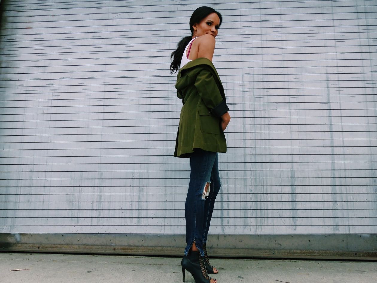 Distressed denim and a cadet inspired jacket worn over a white tank with a pair of high heel booties equals cool fall outfit goals. — ripped jeans, skinny jeans, easy cool style, edgy fall looks

 

#LTKStyleTip #LTKSeasonal