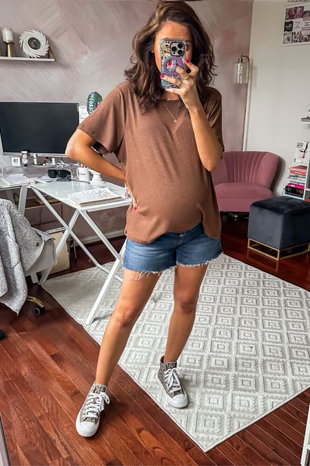 Abercrombie maternity fashion - Jean shorts that are bump friendly! 

Maternity denim // maternity outfit // old navy oversized tee // Abercrombie Jean shorts // bump friendly fashion 

#LTKfindsunder100 #LTKbump #LTKstyletip