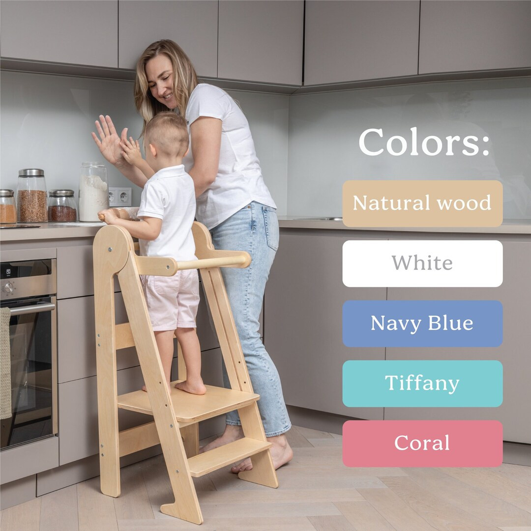 Learning Foldable Kitchen Tower for Kids, Montessori Standing Kitchen Step Stool Tower, Helper fo... | Etsy (US)