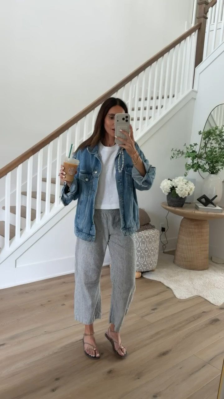 Trending! my favorite kind of outfit lately, comfy but still looks put together ☕️ these lightweight pants are so good for spring and travel days, and I love them paired with an oversized denim jacket

Anthropologie 20% Off a Regular-Price Purchase $100+ code ANNAB20.

casual spring outfit, comfy outfit idea, denim jacket outfit, travel outfit, everyday style, relaxed fashion, lightweight pants, casual chic outfit, coffee run outfit, airport outfit idea, spring fashion inspo, effortless style, mom style outfit, elevated casual look, annabrstyle

#LTKSaleAlert #LTKOver40 #LTKootd